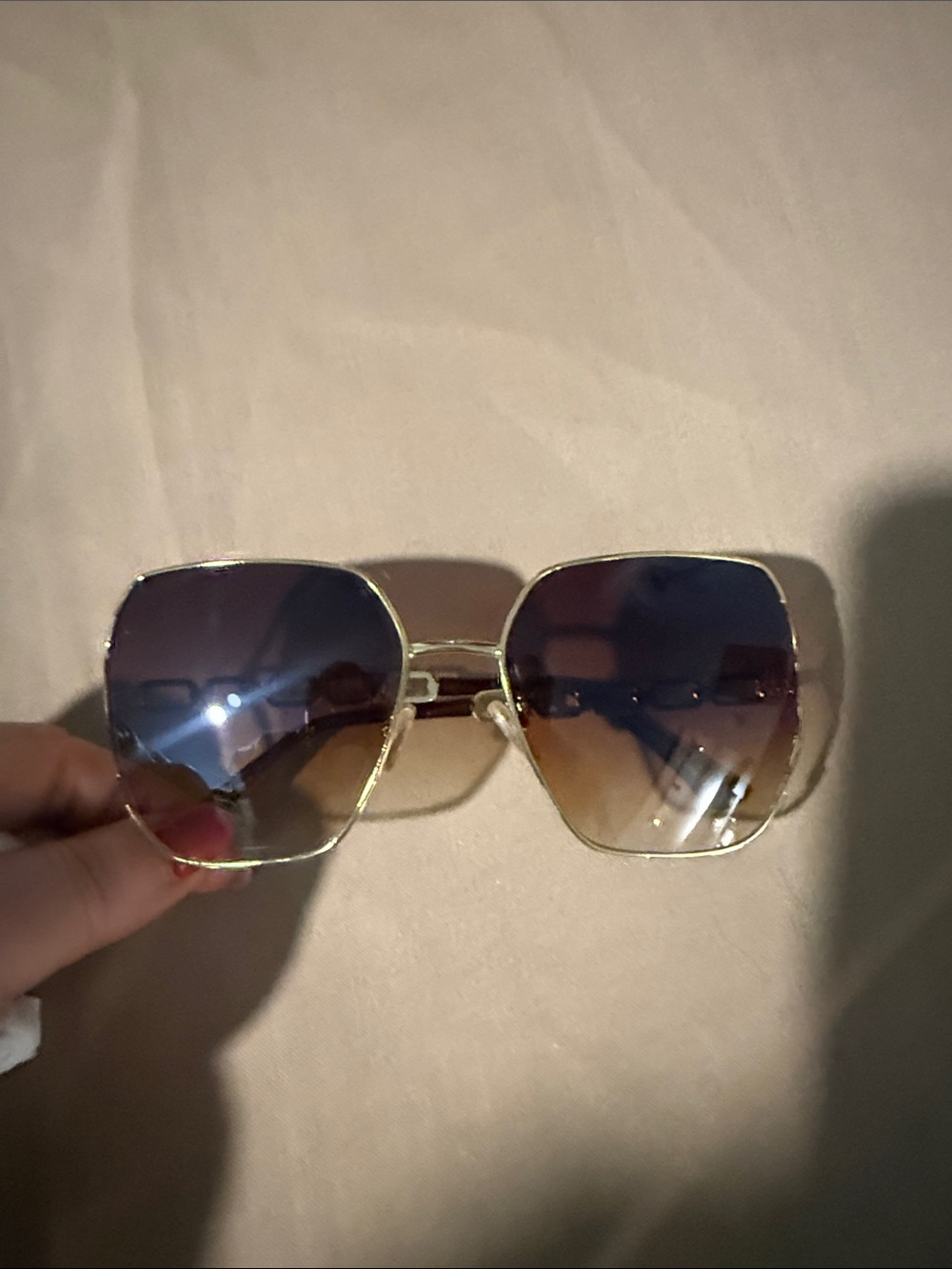 Gold Frame Brown Gradient Women's Sunglasses - Picture 4 of 4